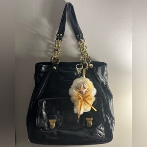 COACH Poppy Camelia 17924 Black Leather Tote